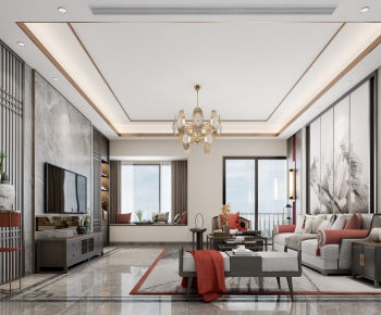 New Chinese Style A Living Room-ID:235794788