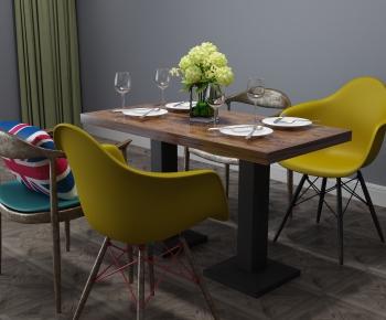 Industrial Style Dining Table And Chairs-ID:757308444