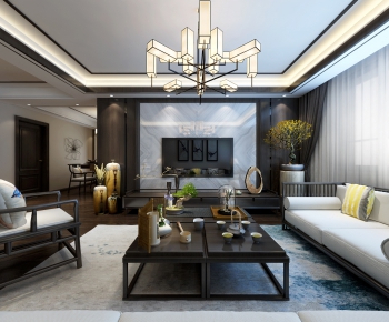 New Chinese Style A Living Room-ID:845940562