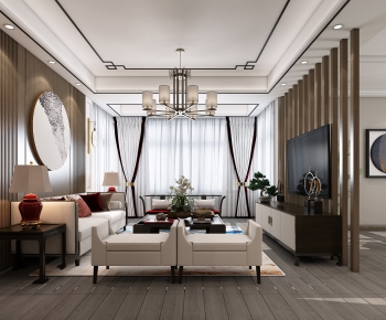 New Chinese Style A Living Room-ID:684046963