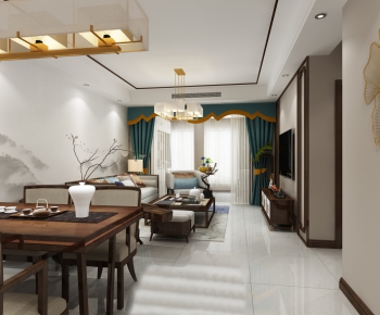 New Chinese Style A Living Room-ID:125128618