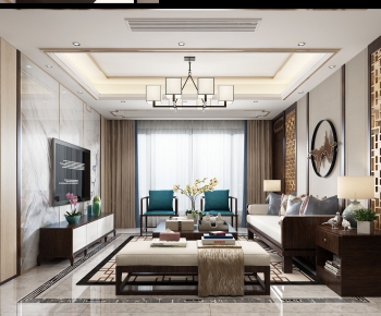 New Chinese Style A Living Room-ID:450970449