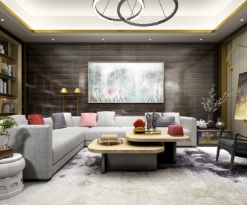 New Chinese Style A Living Room-ID:457018234