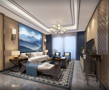 New Chinese Style A Living Room-ID:294231424
