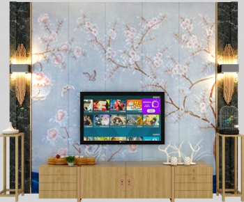新中式电视柜背景墙组合-ID:726664243