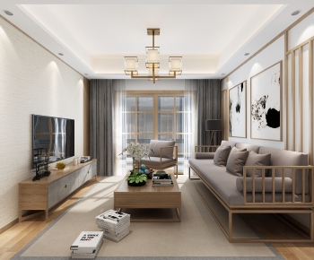 New Chinese Style A Living Room-ID:763184428