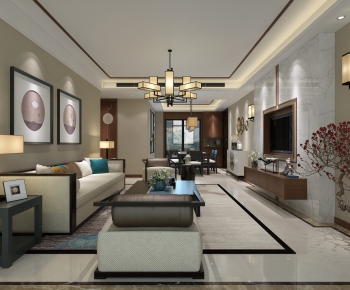 New Chinese Style A Living Room-ID:916712151