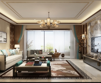 New Chinese Style A Living Room-ID:189742581