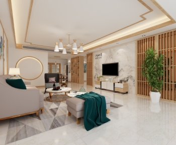 New Chinese Style A Living Room-ID:142042972