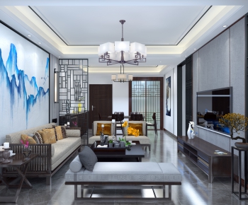 New Chinese Style A Living Room-ID:574785888