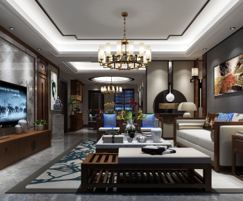 New Chinese Style A Living Room-ID:825806748