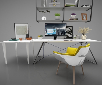Modern Computer Desk And Chair-ID:611871659