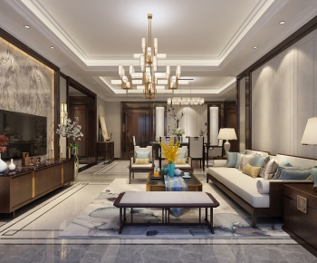 New Chinese Style A Living Room-ID:253080517