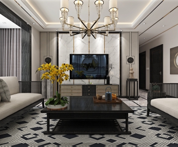 New Chinese Style A Living Room-ID:368467832
