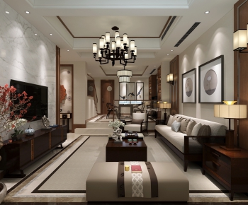 New Chinese Style A Living Room-ID:943577439