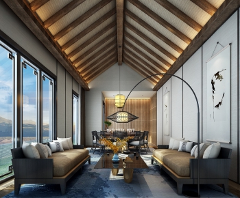 New Chinese Style A Living Room-ID:987671313
