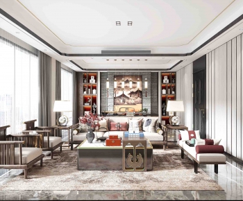 New Chinese Style A Living Room-ID:939639225