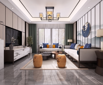 New Chinese Style A Living Room-ID:652250512