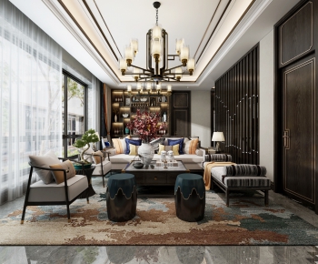 New Chinese Style A Living Room-ID:863455121