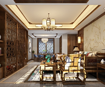 Chinese Style A Living Room-ID:655970383