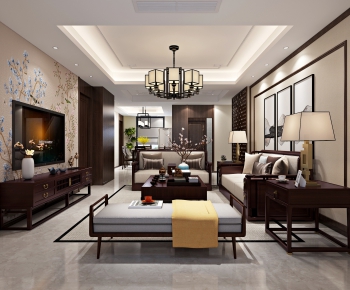 New Chinese Style A Living Room-ID:244665155