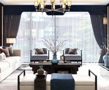 New Chinese Style A Living Room-ID:602453878