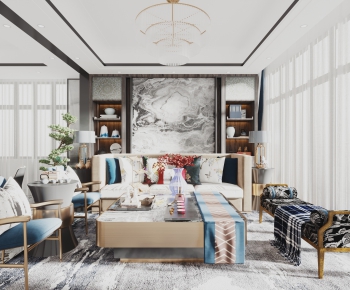 New Chinese Style A Living Room-ID:965071177