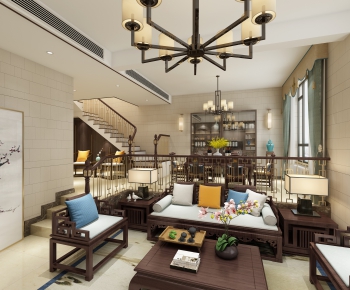 New Chinese Style A Living Room-ID:561464323