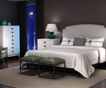 现代美式卧室床具组合-ID:990624443