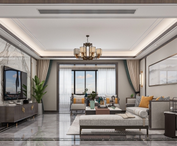 New Chinese Style A Living Room-ID:417676347