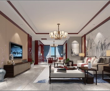 New Chinese Style A Living Room-ID:209705758