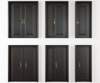 New Chinese Style Unequal Double Door-ID:925067629