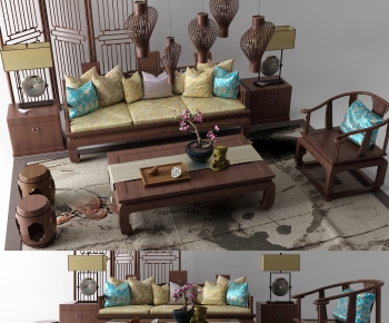 New Chinese Style Sofa Combination-ID:802797753