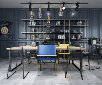 Industrial Style Computer Desk And Chair-ID:324973994