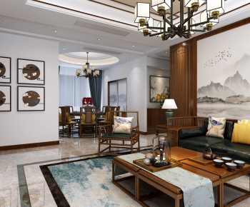 New Chinese Style A Living Room-ID:730673121