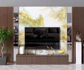 New Chinese Style TV Wall-ID:963928433
