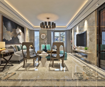 New Chinese Style A Living Room-ID:235080873