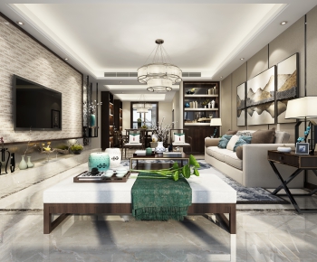 New Chinese Style A Living Room-ID:788456737
