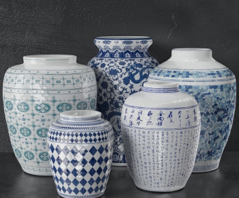 新中式陶罐花瓶-ID:673842141