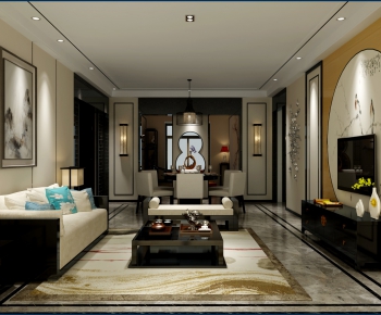 New Chinese Style A Living Room-ID:850283811