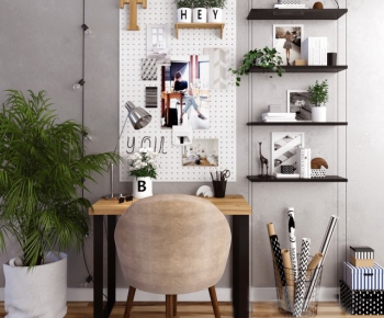 Nordic Style Computer Desk And Chair-ID:527640752