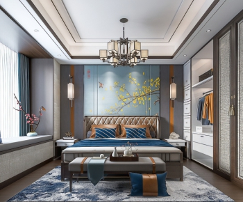 New Chinese Style Bedroom-ID:909018769