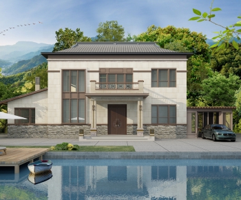 New Chinese Style Villa Appearance-ID:606296323