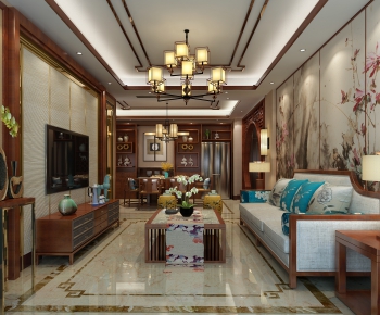 New Chinese Style A Living Room-ID:512107868