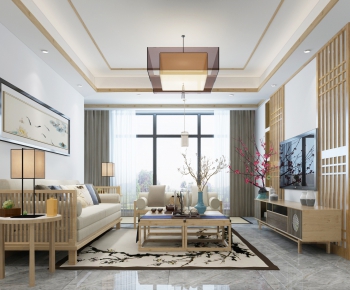 New Chinese Style A Living Room-ID:545816831