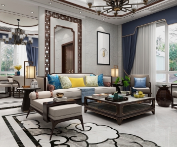 New Chinese Style A Living Room-ID:678254993