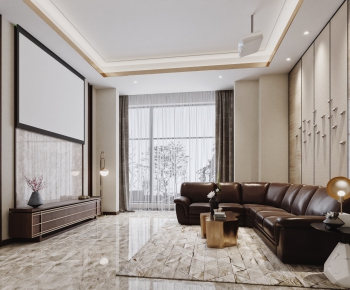 New Chinese Style A Living Room-ID:698795356