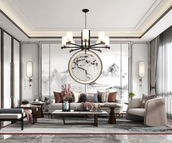 New Chinese Style A Living Room-ID:885233248