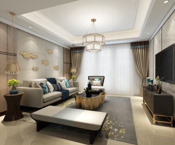 New Chinese Style A Living Room-ID:626083728