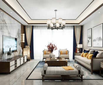 New Chinese Style A Living Room-ID:272586828